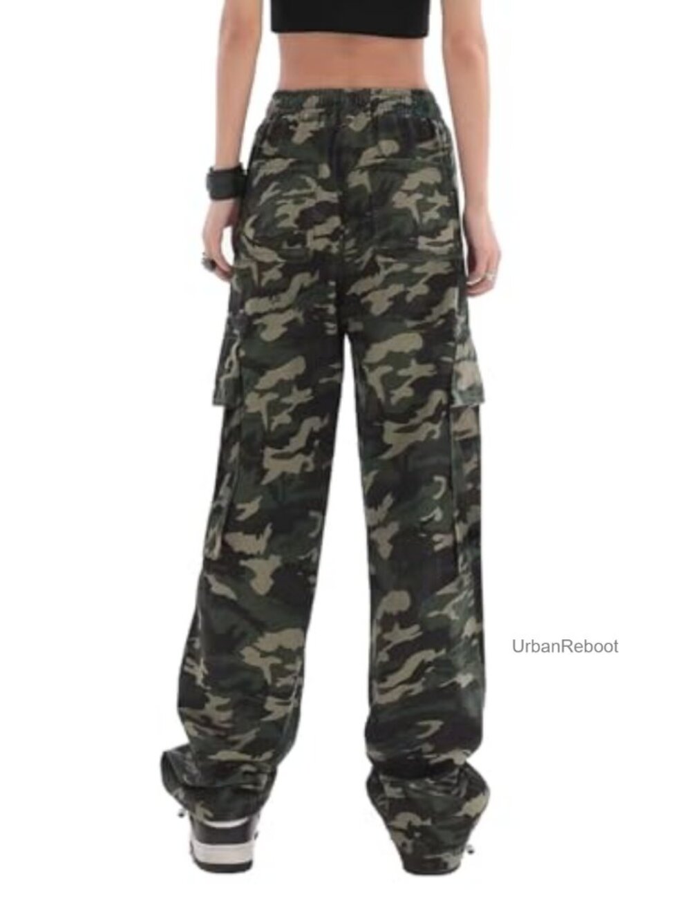 Cargo Pants Women Baggy Y2K Drawstring Wide Leg 100% Cotton - Picture 2 of 4